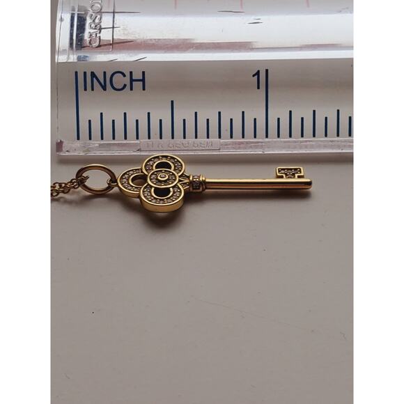 Tiffany & Co. 18k Yellow Gold Diamond Key Pendant Necklace with Box - Picture 5 of 9